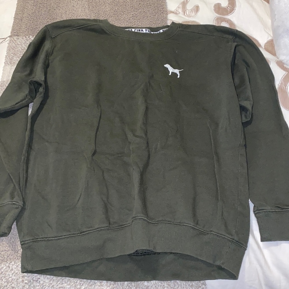 VS Pink Army Green Crewneck